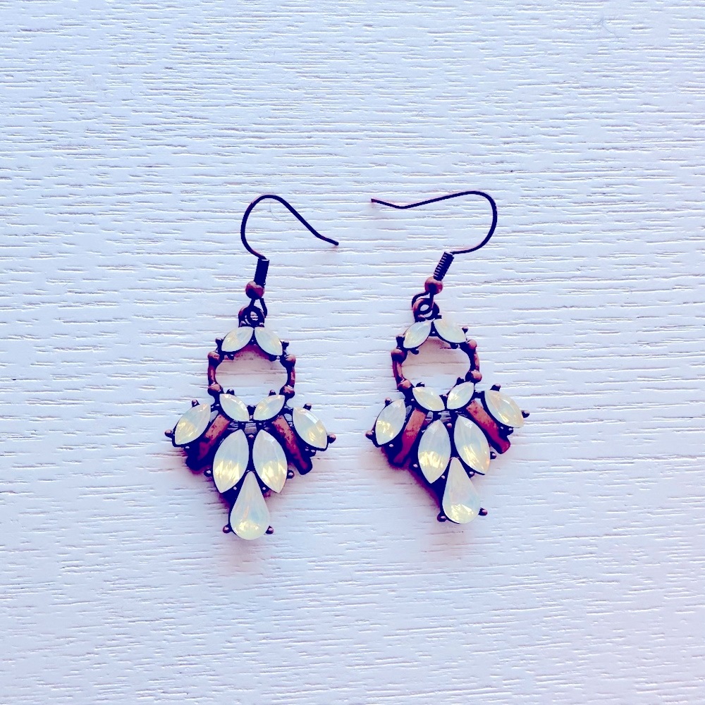 Vintage Copper and bejeweled Earrings